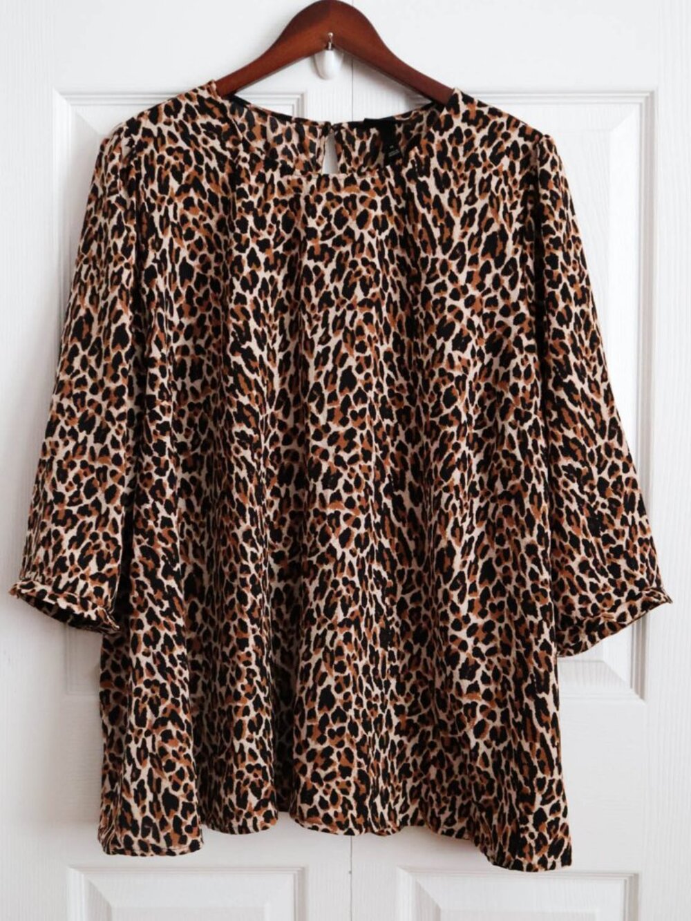 Lane Bryant Semi-Sheer Leopard Animal Print Tunic Blouse Top Plus Size 18